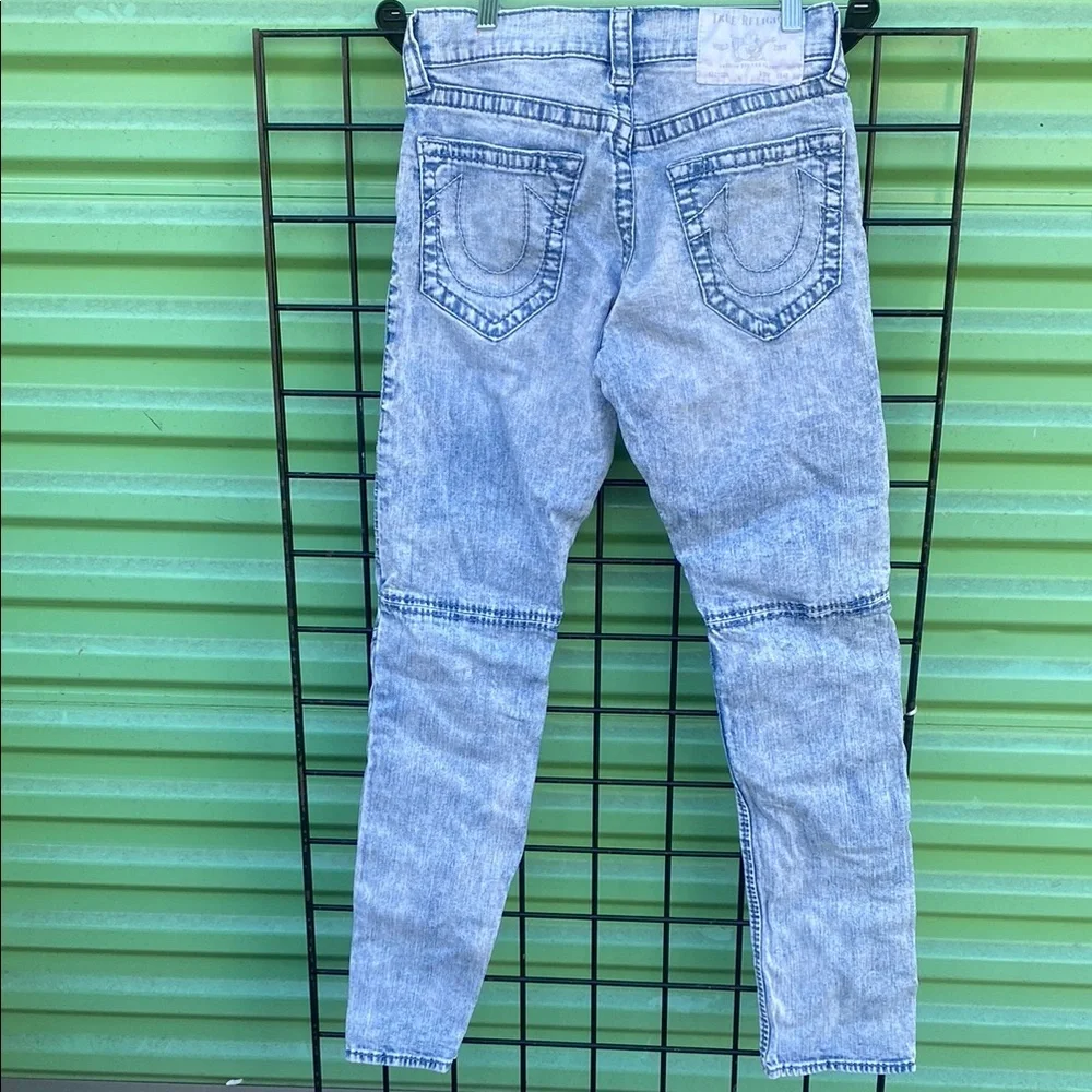 True Religion Blue Skinny Moto Jeans